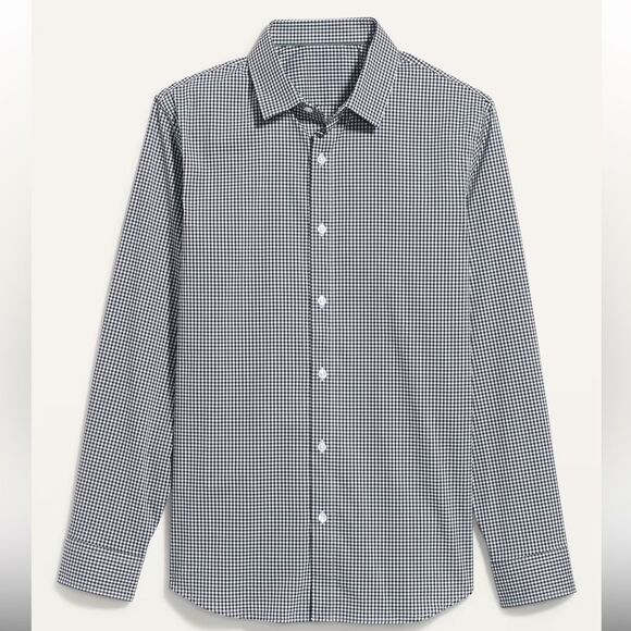 Old Navy Men Built-In Flex The Pro Signature Shirt Medium 17½" 35" Navy Checks - Picture 4 of 8